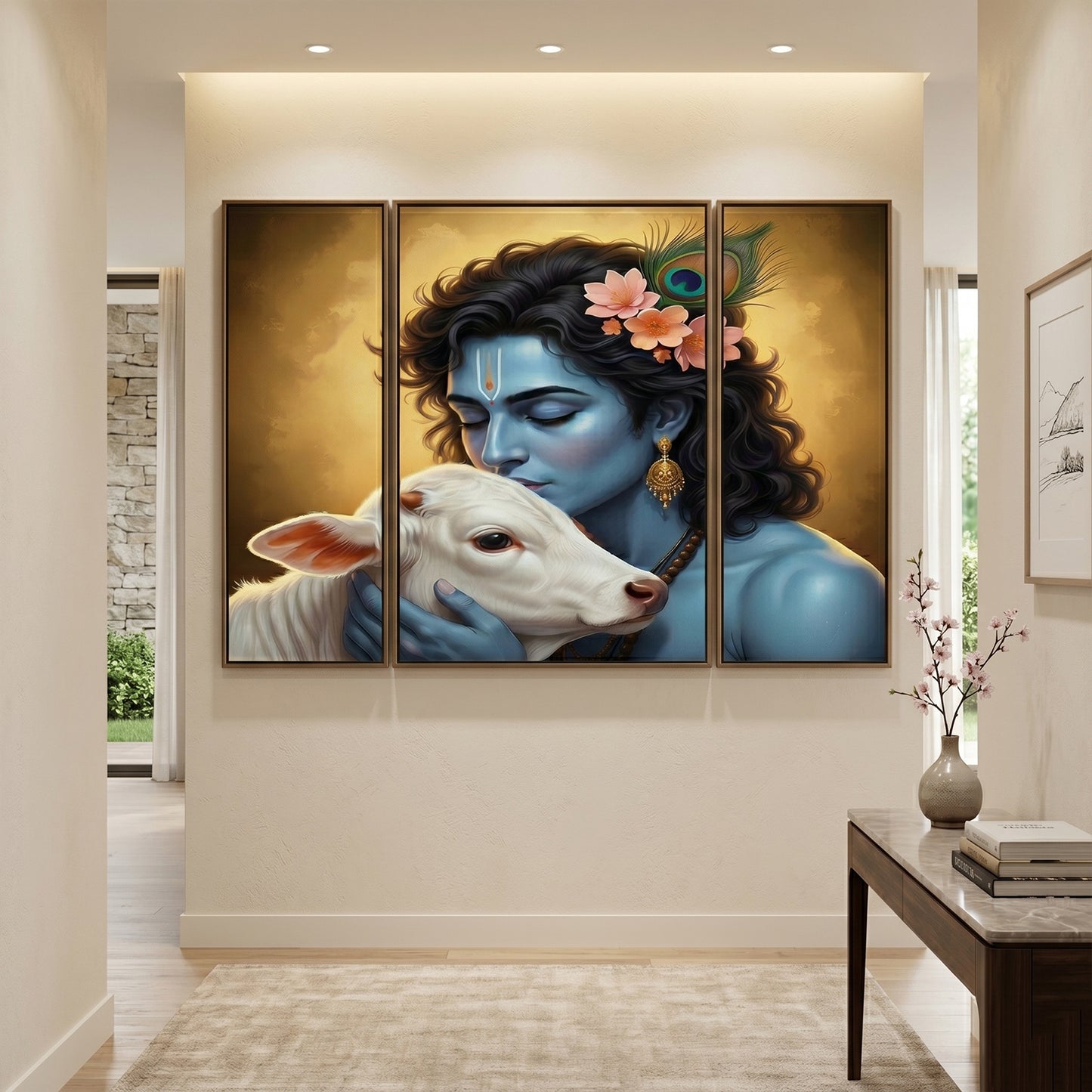 Krishna cow religious painting