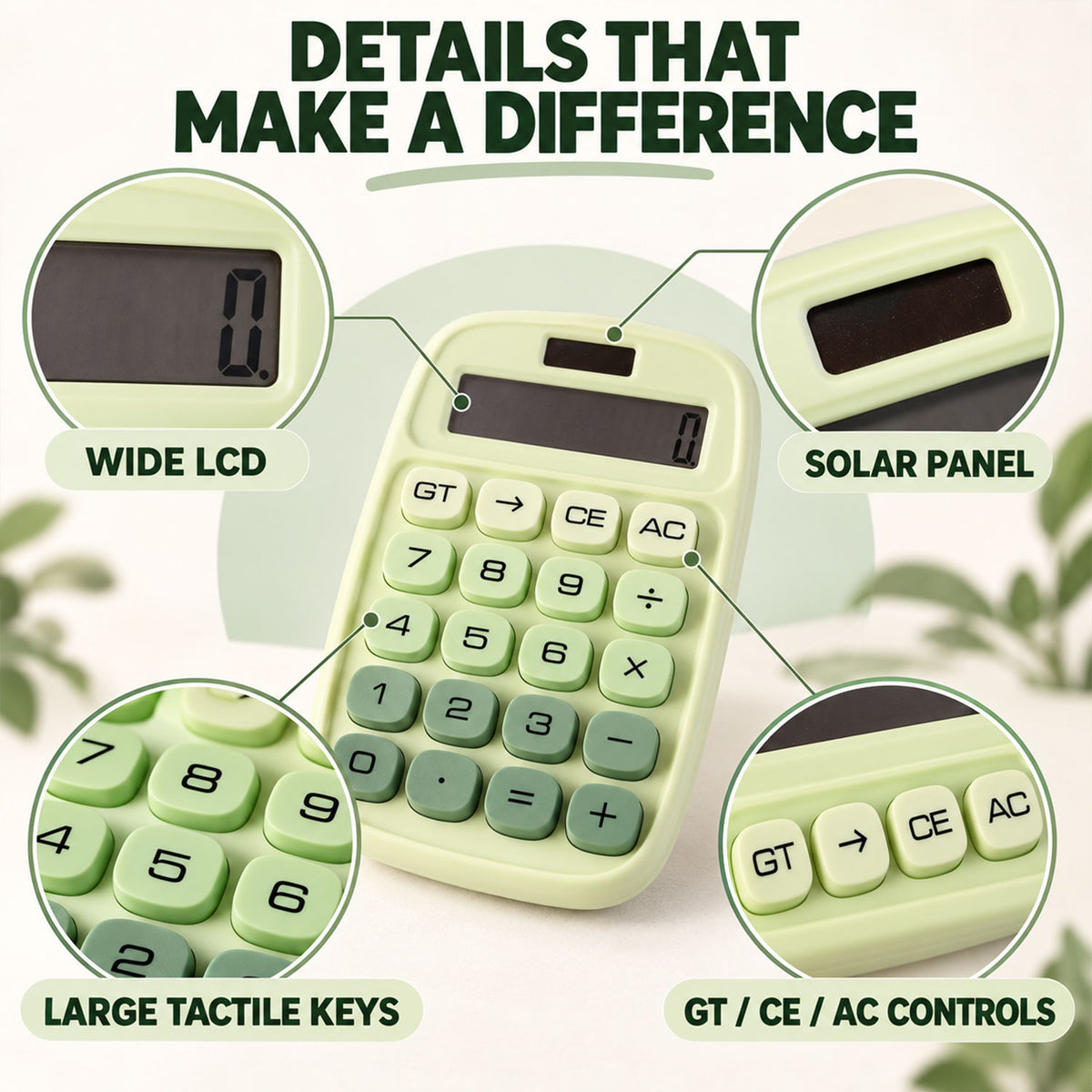 Mechanical Switch Desktop Calculator with Large Keys and LCD Display (1 Pc)