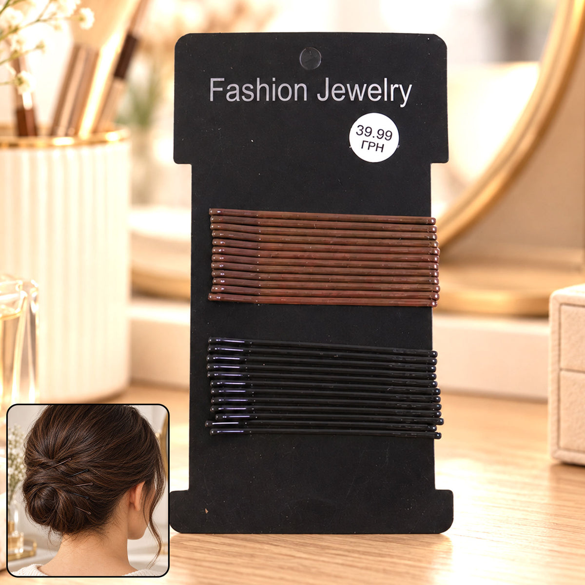 Metal Hair Pins with Rounded Tips for Bun Updo and Everyday Hair Styling (24 Pc)