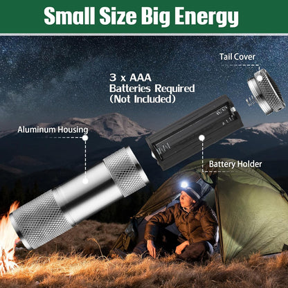 Portable Mini Torch – Super-Bright 9 LED Flashlight for Camping, Hiking, DIY & Travel (3 Battery Operated, Battery Not Included, Mix Color)