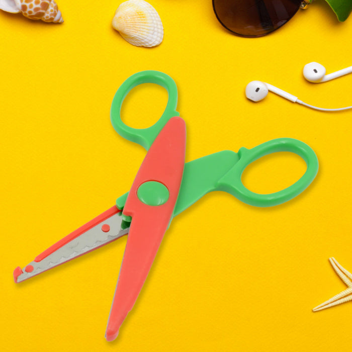 9076 Art & Craft Zig Zag Paper Shaper Scissor / Fancy Scissor For Crafting, Scrapbooking Birthday Return Gift Item For Kids Scissors for DIY Photo Album Handmade Design Decorative (1 Pc )