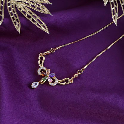 Stylish Multicolor Floral Pendant Necklace for Women