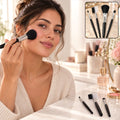 Mini Makeup Brush Set for Face Eye Brow and Lip Makeup with Compact Tools (4 Pc)