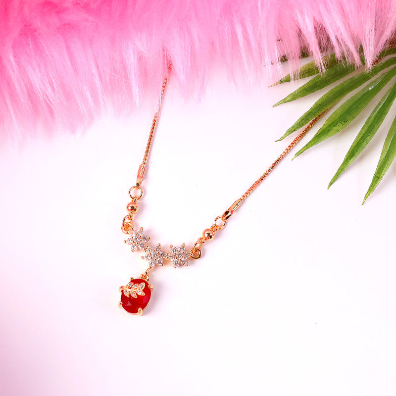 Red Stone Butterfly Pendant Necklace