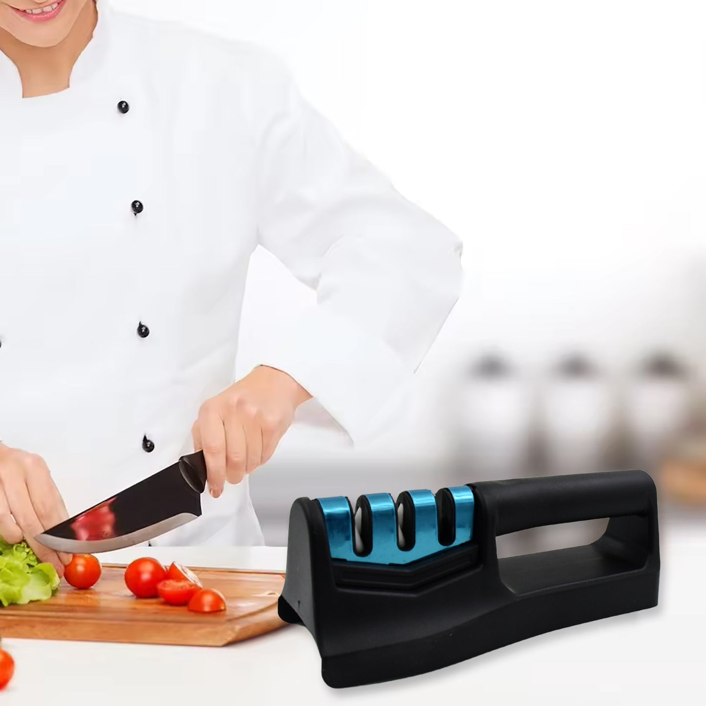 Kitchen Knife Sharpener – Handheld for Chefs & Serrated Knives (1 Pc, Chopper Not Included)