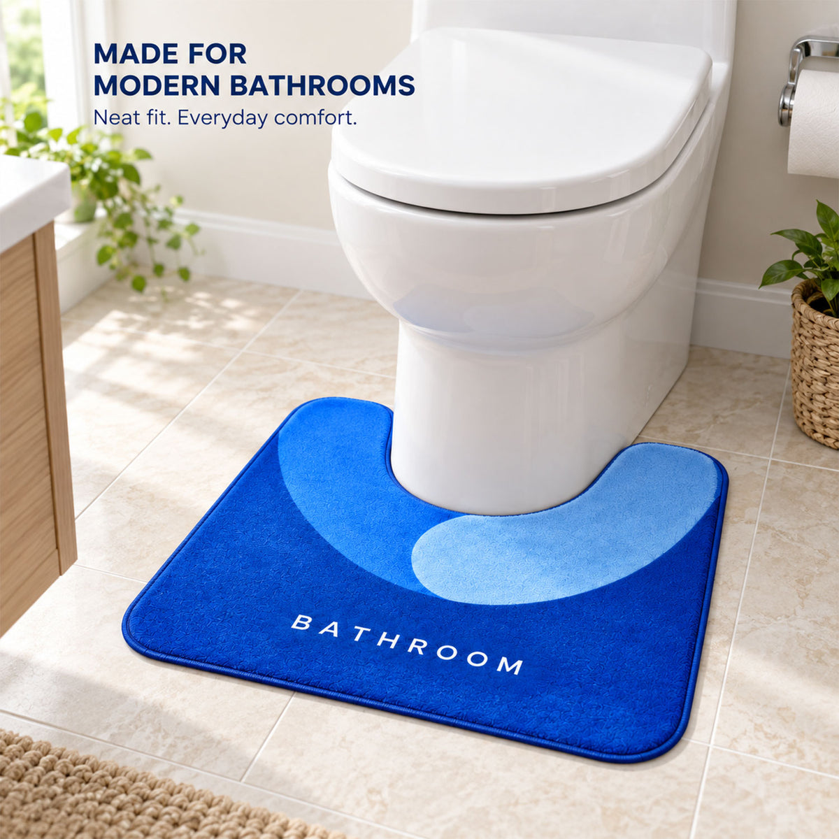 U Shape Toilet Contour Mat, Anti-Skid Absorbent Commode Rug (1 Pc, 40x50 Cm)
