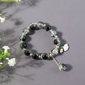 Black Crystal Beaded Charm Bracelet – Stylish Stretchable Wristwear
