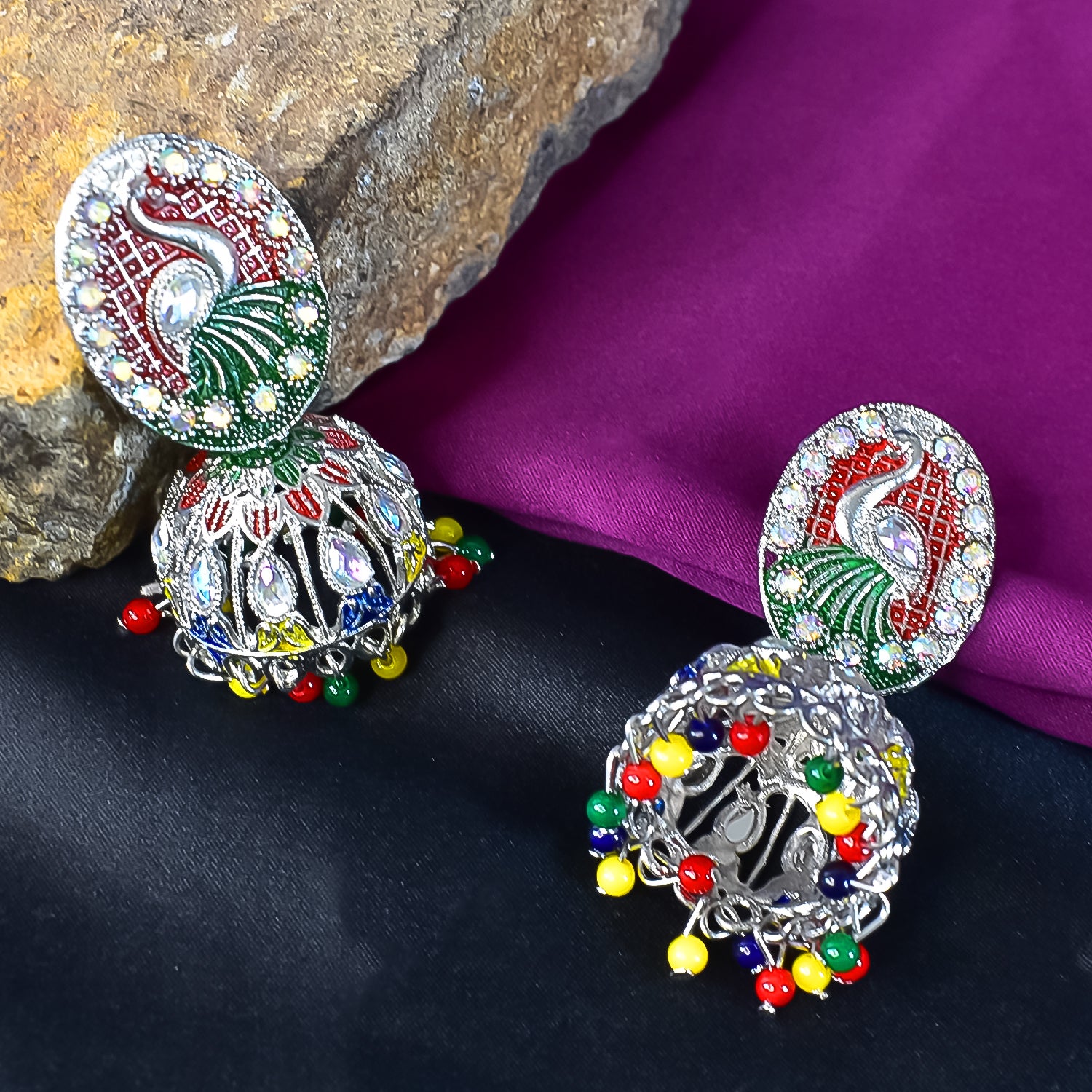 Elegant New Peacock Design Jumka Earrings with Intricate Detailing