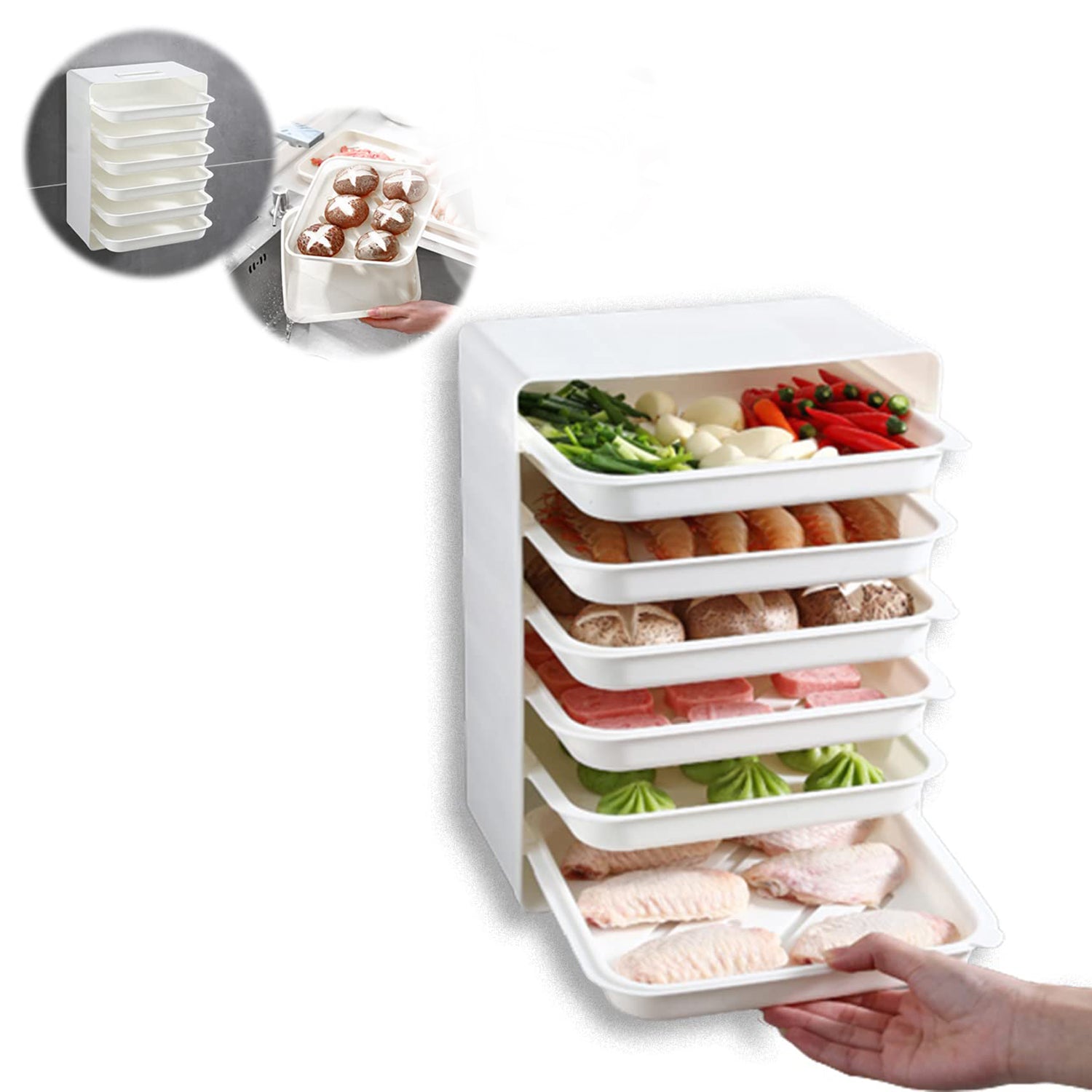 Plastic 6 Layer Wall-Mounted Food Organizer Rack (1 Set)