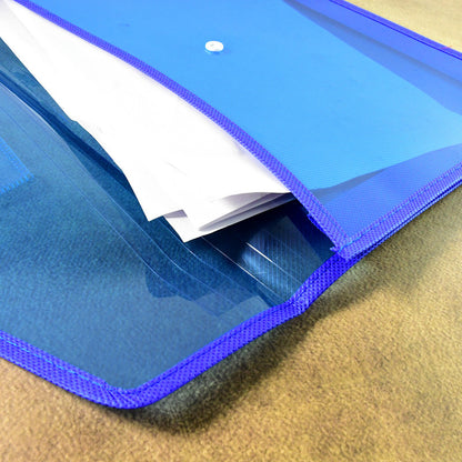 Transparent Document File Folder Set Of 5– Multi-Color Button Closure File Bags
