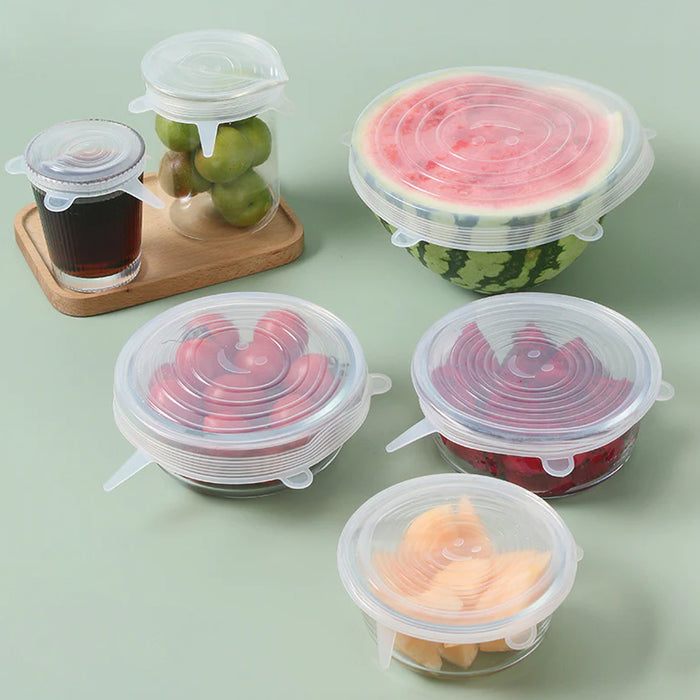 Silicone Stretch Lids, Food Cover For Freezer Microwave Oven Dishwasher Safe Fresh-Keeping Flexible Covers for Utensils, Dishes, Plates Jars, Cans, Mugs, Bowl Covers Food Safety Seal Lids (6 Pcs Set /95 Gm )