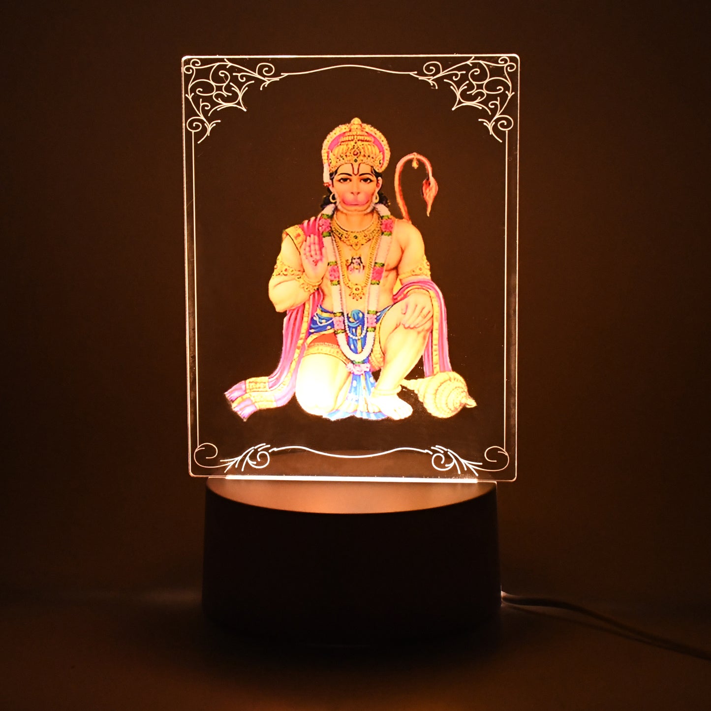 Beautiful 3D Lord Hanuman Frame with soft white light (1 Pc)