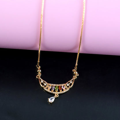 Crescent Moon Multicolor Pendant Necklace for Women
