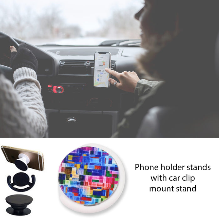 12731 Fashion design pop up mobile phone grip holder smart phone bracket, Phone Stand & Grip with popclip car mount flowers pasley