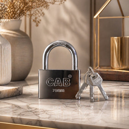 Heavy Steel Premium Square Padlock 70mm with 3 Keys  Hardened Shackle for Doors