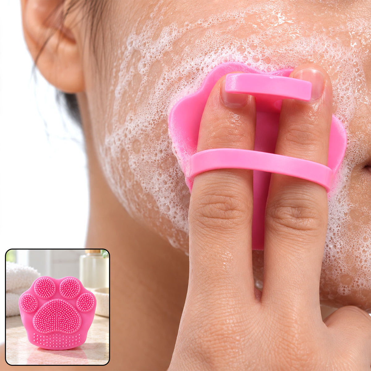Silicone Face Scrubber, Paw Shape Finger Facial Cleansing Brush (1 Pc)
