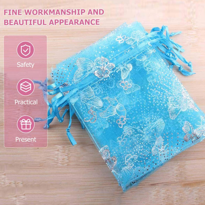 17684 Organza Return Gift Bags Small Mesh Bags Drawstring Gift Bags Christmas Drawstring Organza Gift Bags, Wedding Party Festival Gift Bags, Jewellery Packing Pouch Dry Fruit Pouch 10×12 Cm (100 Pcs Set)