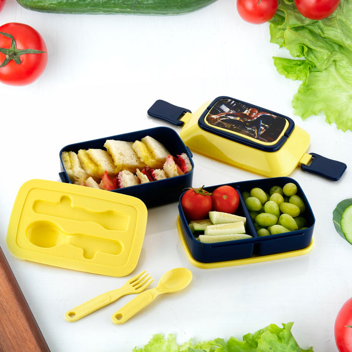 5621 Double Layer Lunch Box Stylish Lid Lunch Box With Fork & Spoon Lunch Box For Children School Lunch Box 