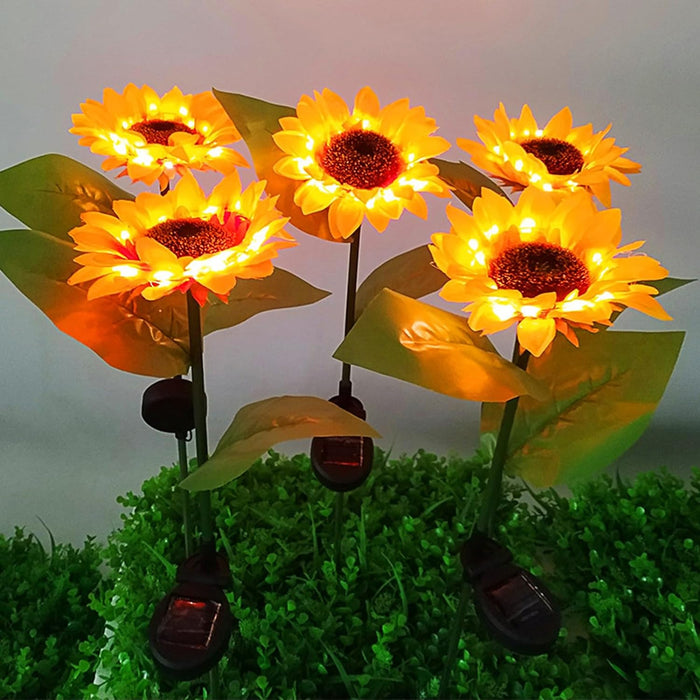 9328 2 Pc Outdoor Solar Sunflower Lights Intelligent Light Control Waterproof Garden Landscape Stake Light