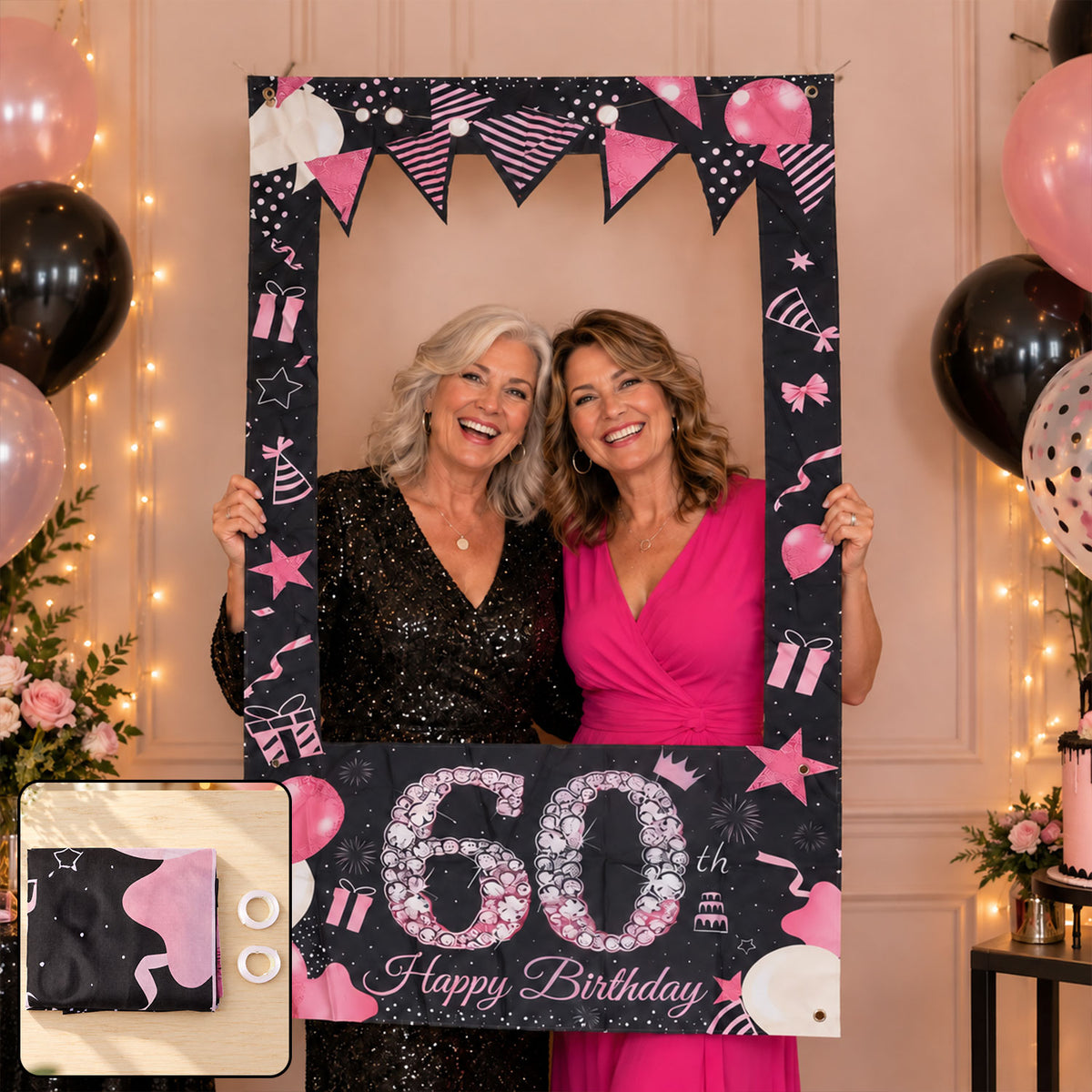 Birthday Photo Booth Backdrop Curtain for Birthday Party Decor (90x180 Cm)