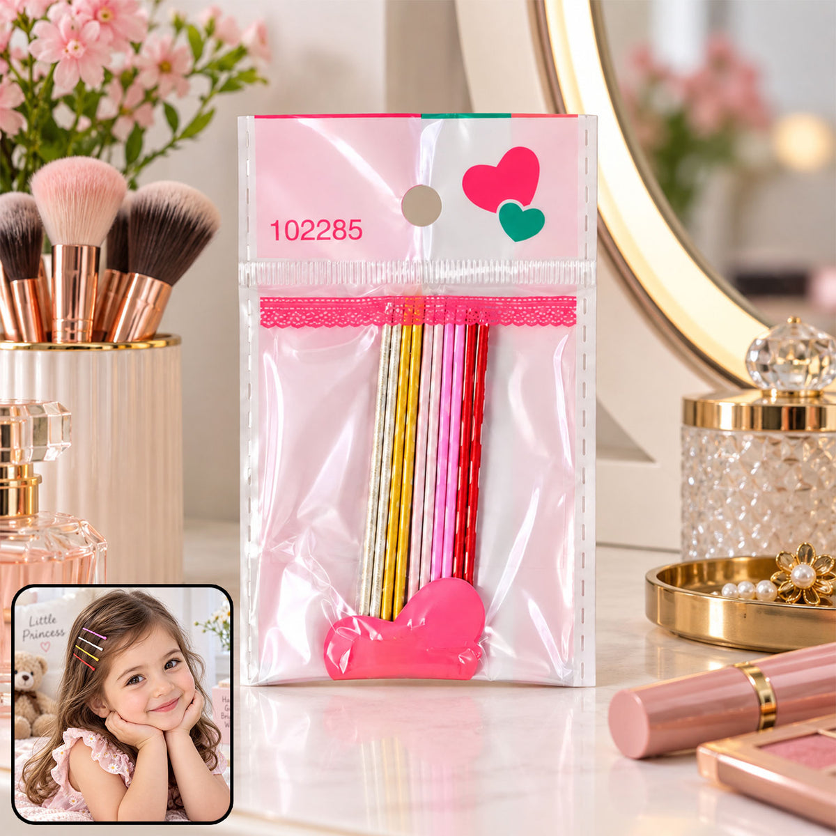 Metallic Colour Bobby Pins Set with Mixed Shades for Girls (10 Pc)