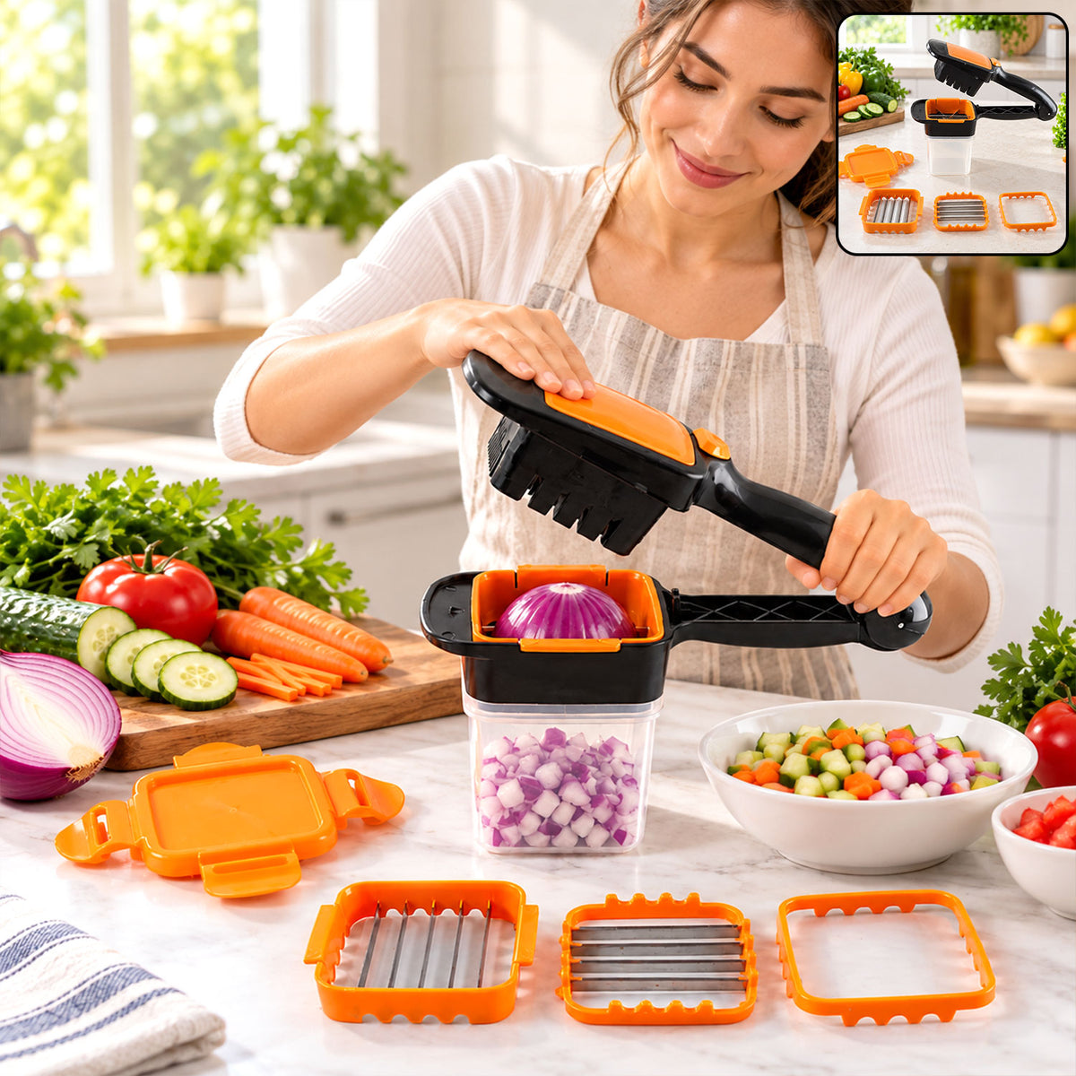 5 in 1 Vegetable Dicer for Kitchen, Onion and Salad Cutter Chopper (1 Pc)
