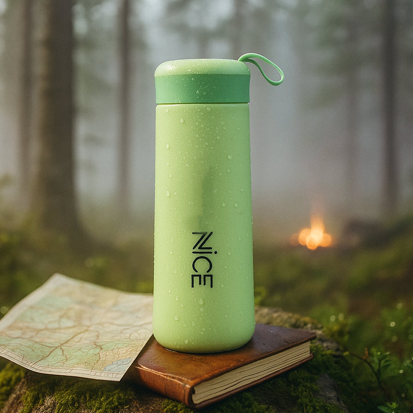 Leak-Proof Plastic Vaccum Flask - (Green Color / 1 Pc / 400ML)