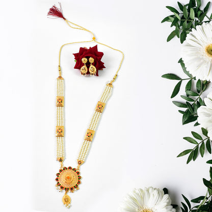 Elegant Moti Necklace Set - Timeless Pearl Beauty