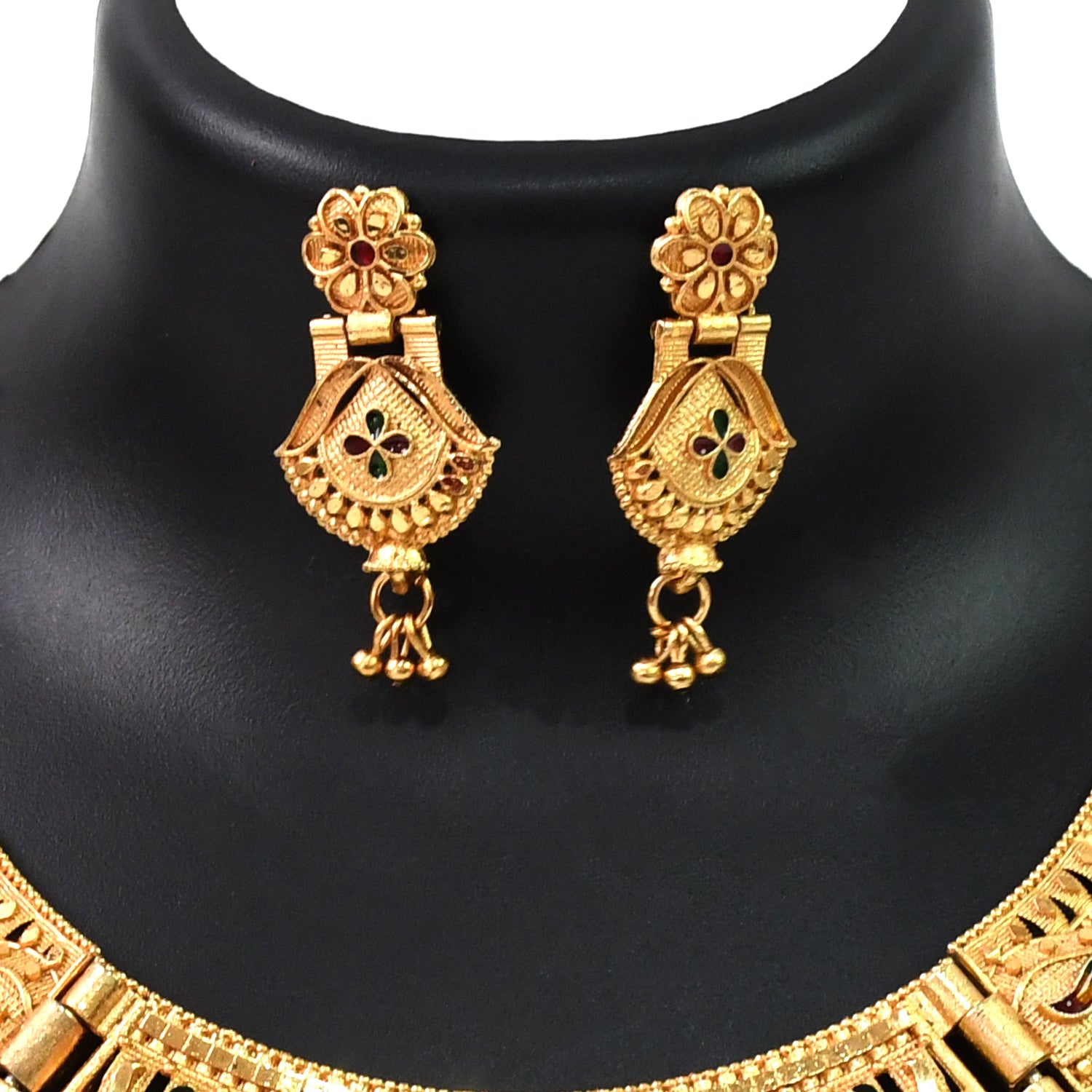 Glamorous Gold Plated Necklace Set - Shine Brigh