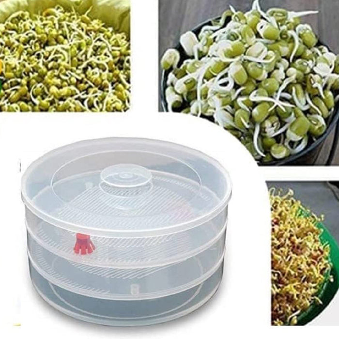 5580 Miracle Plastic Healthy Hygienic Sprout Maker with 3 Compartments for Home, Kitchen (1 Pc)