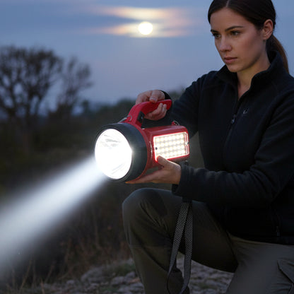 OMEGA 200W High Power LED Laser Torch Light with Side Emergency Light Panel (1 Pc)