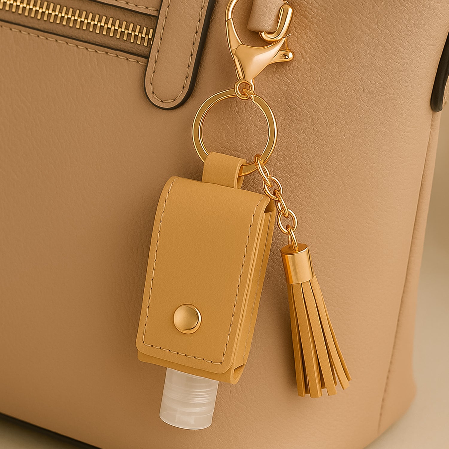 Portable Hand Sanitizer Holder Keychain with Tassel (1 Pc)