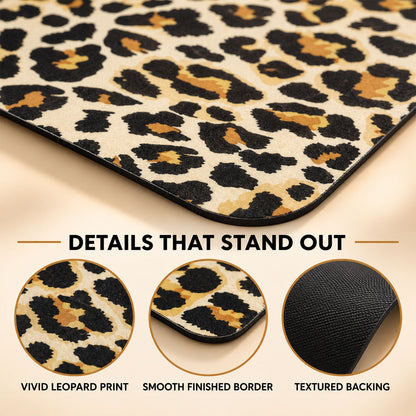 Absorbent Bathroom Mat, Leopard Print Quick Dry Bath Mat (1 Pc, 50x80 Cm)