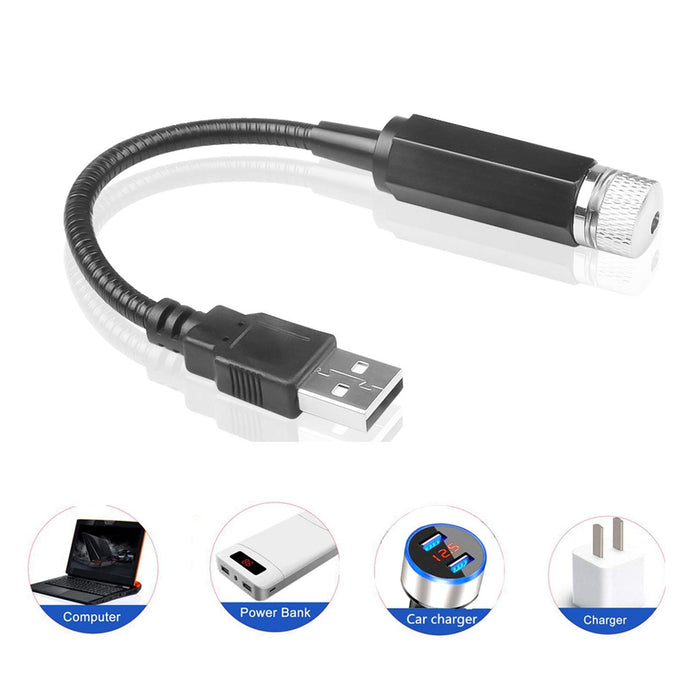 Lampe Projecteur Étoiles USB Pour Voiture - Veilleuse Romantique Bleu Ciel Intérieur Auto/Maison