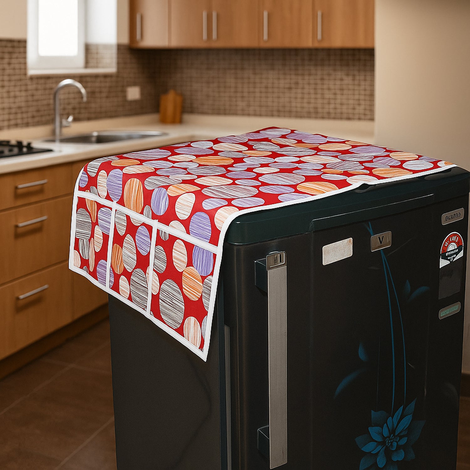Refrigerator Top Cover with Side Pockets (100x60 Cm / 1 Pc)