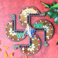 Golden Swastik Shubh Labh Wall Hanging – Ganesh Idol Decor for Prosperity