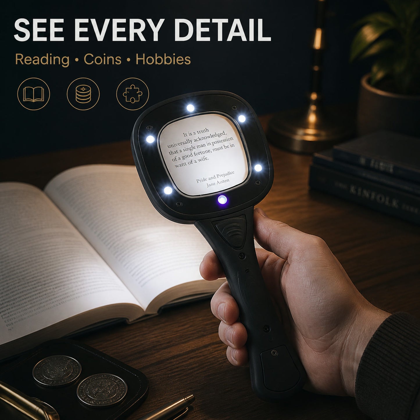 LED Magnifying Glass – 6-LED Lighted for Reading | worko