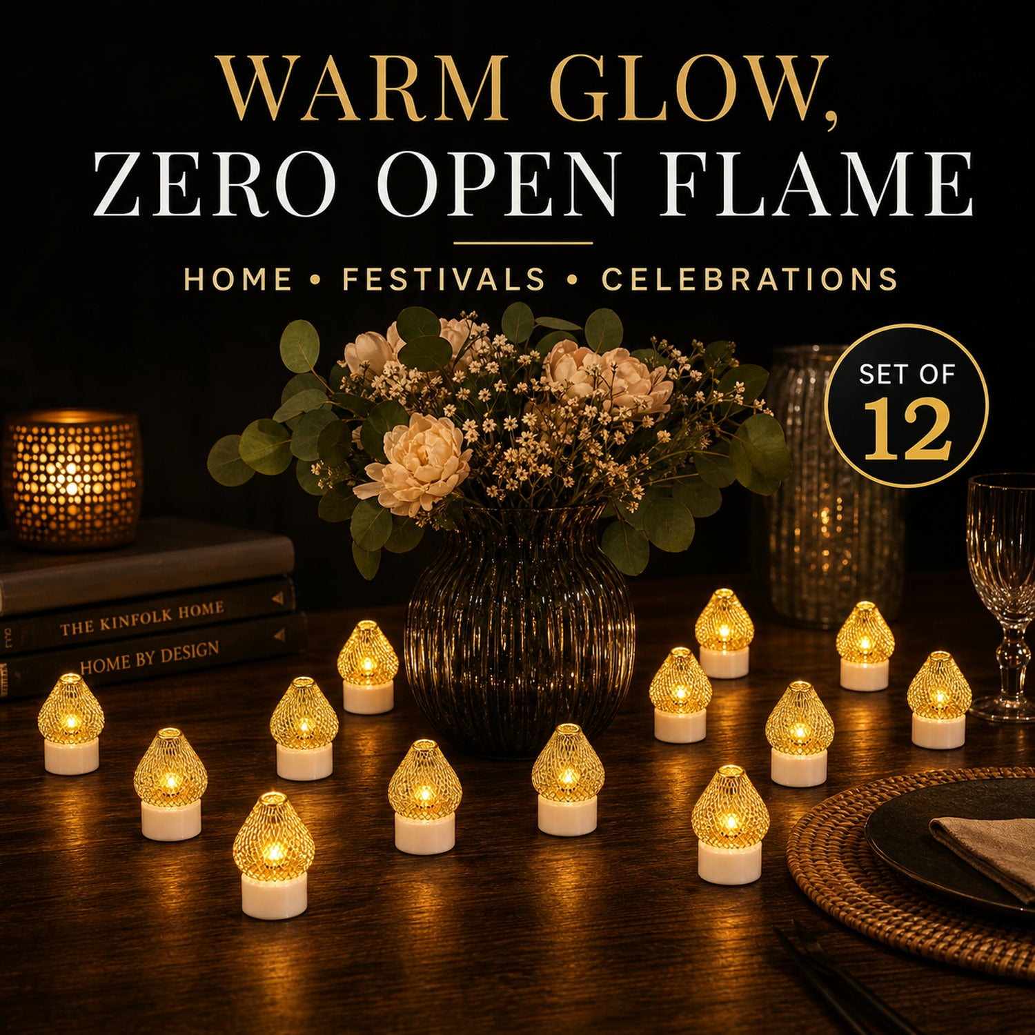 Flameless LED Tea Light Candles 12 Pcs – Safe Home Decor | Styleva