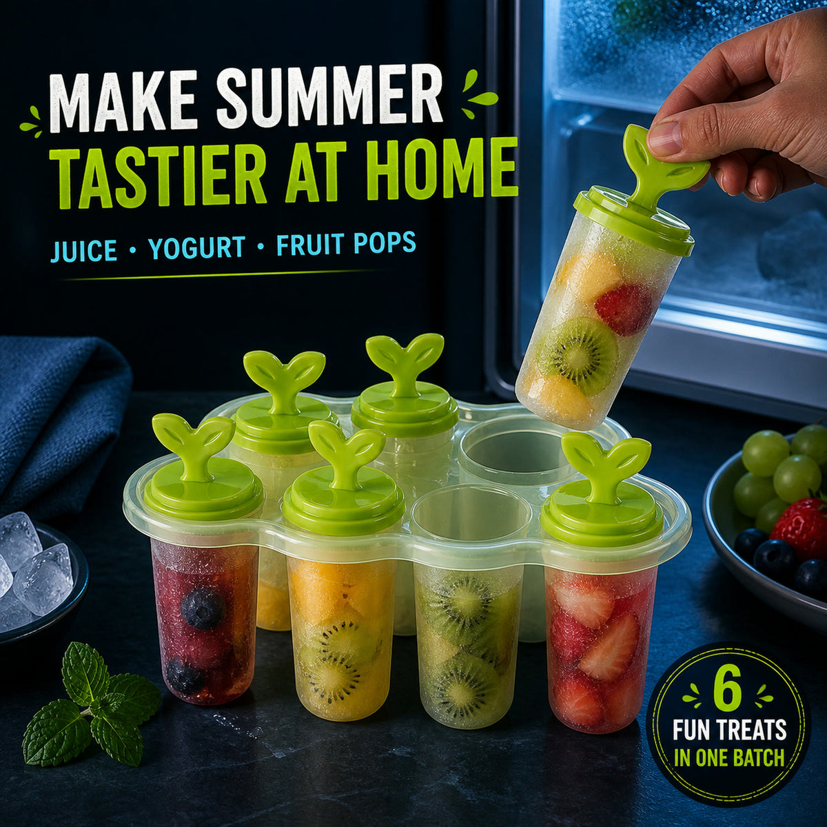 Ice Candy Maker – 6-Cavity BPA-Free Plastic Mold | Indo Glow