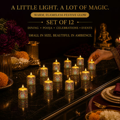 LED Tealight Candles 12 Pack – Flameless Diwali Decor | Styleva
