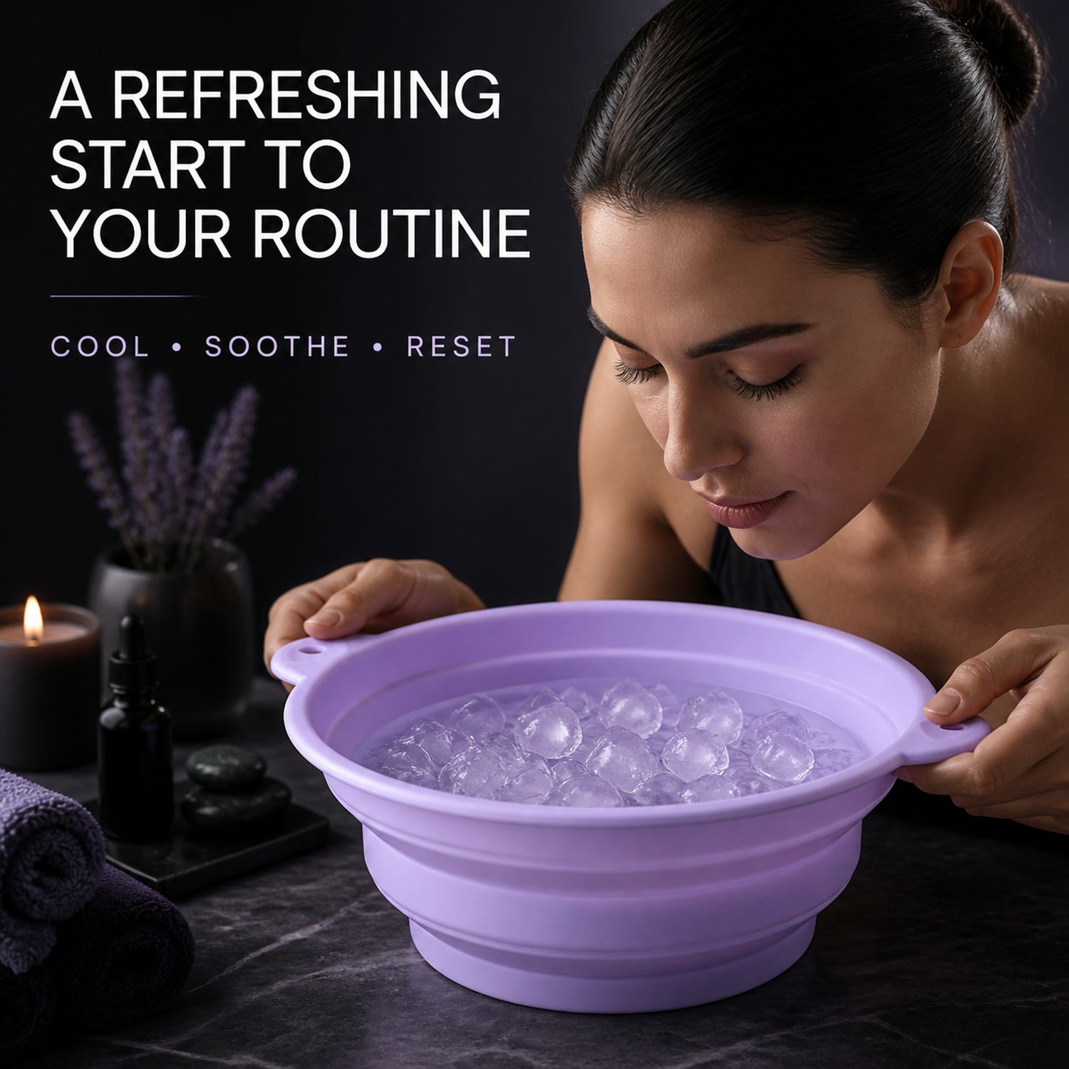 Folding Silicone Facial Ice Bath Bowl – Collapsible & Space-Saving, Face Bowl, FACIAL BOWL, ICE BOWL
