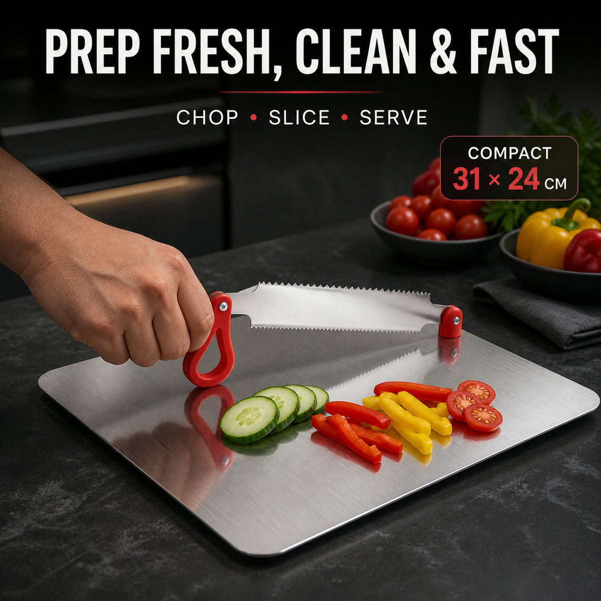 Stainless Steel Multipurpose Chopping Board – Hygienic & Durable for Kitchen