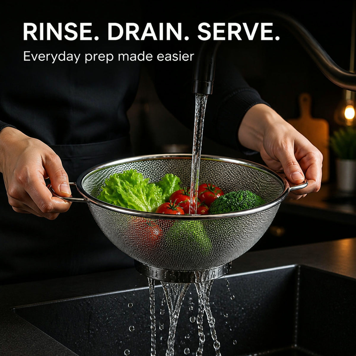 Stainless Steel Mesh Colander – Durable Kitchen Strainer with Handles