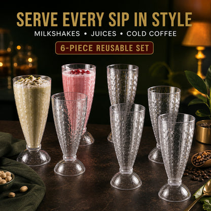 Plastic Milkshake Glass Set – Durable 400ML Plastic Tumblers