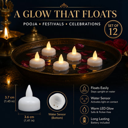 LED Floating Candles – Smokeless Lotus Set of 12 for Festive Decor