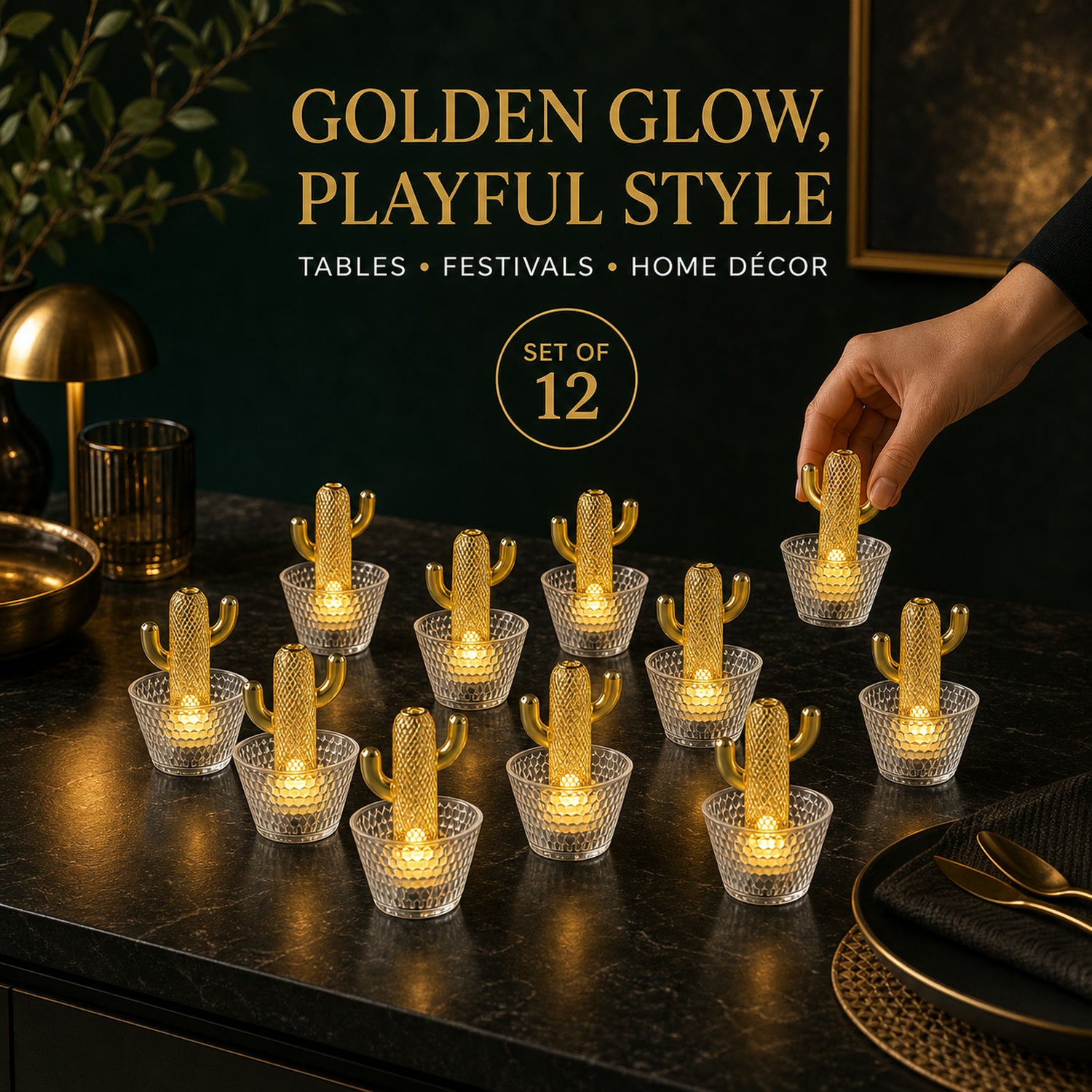 Cactus LED Tealight Candles – Unique Flameless Decorative Set