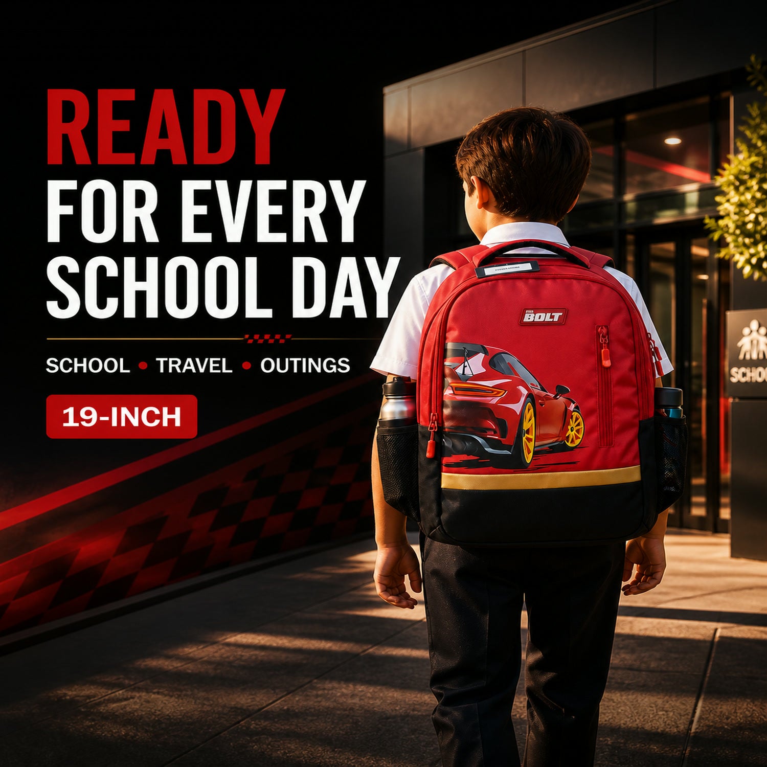 19-inch Kid’s School Bag – Spacious & Stylish with Car Design