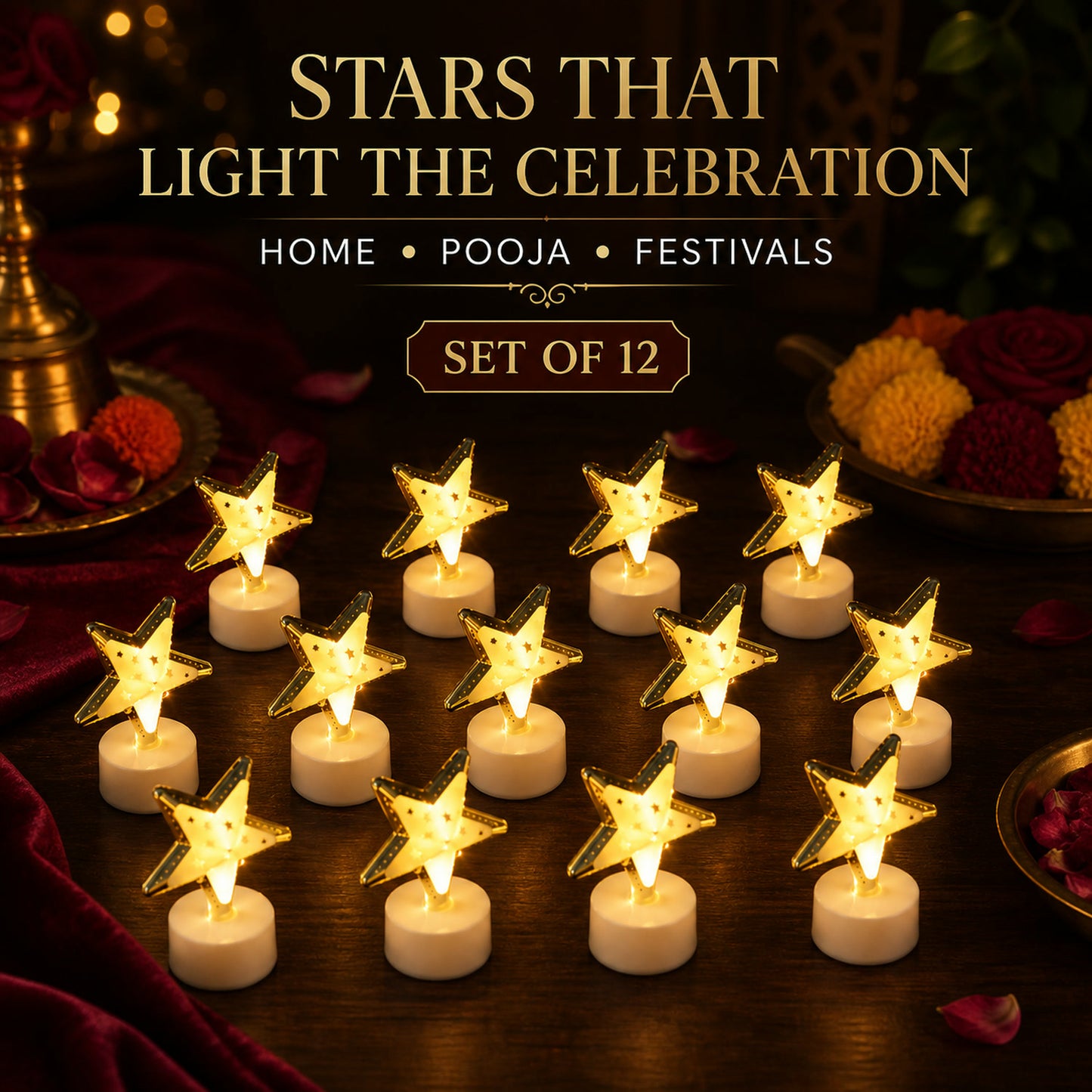 Star Shaped Flameless LED Candles – Safe & Elegant Décor Set