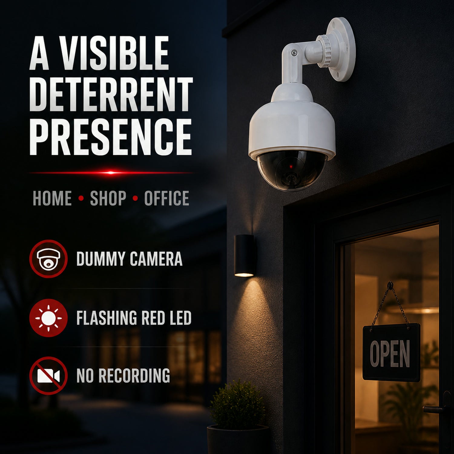 Dummy CCTV Camera – Realistic with Flashing LED & 360° Rotation | Safelix