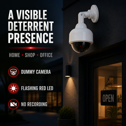 Dummy CCTV Camera – Realistic with Flashing LED & 360° Rotation | Safelix